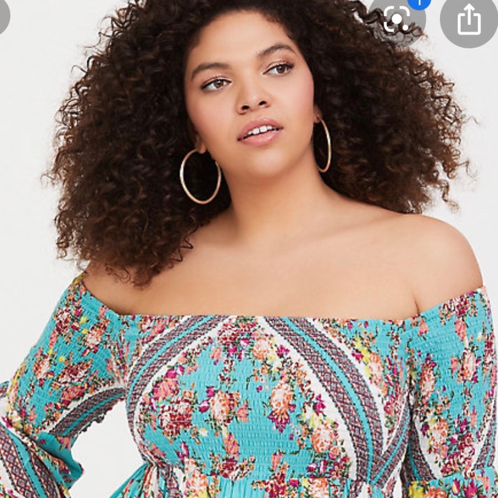 Torrid Off Shoulder BOHO Floral Maxi Dress Size 4